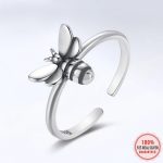 18K 925 Sterling Silver Sweet Bee Adjustable Ring