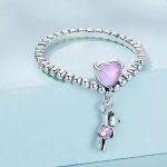 Exquisite 925 Sterling Silver Little Bear Balloon Charm Beaded Ring
