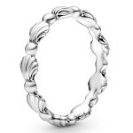 Elegant 925 Sterling Silver Beaded Seashell Charm Ring