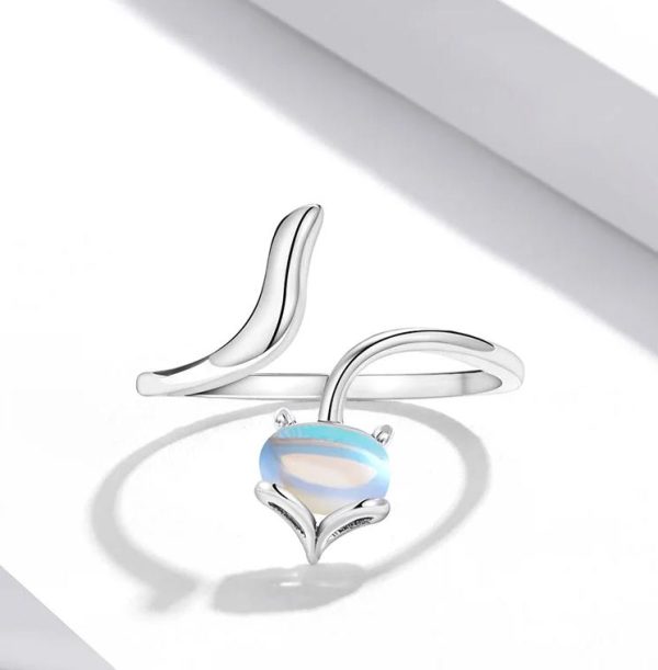 Authentic 925 Sterling Silver Sly Fox/Bunny Adjustable Moonstone Ring - Image 6