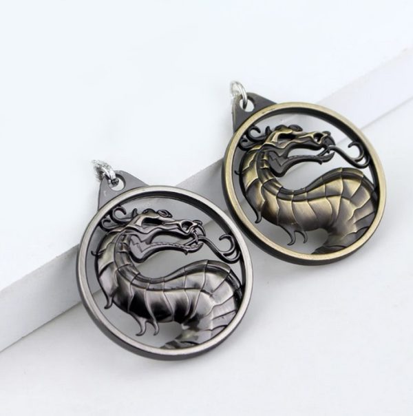 Men’s Vintage Mortal Kombat Game Dragon Reversible Pendant Necklace