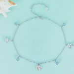 Platinum 925 Sterling Silver Nano Opal Sea-life & Shell Charm Anklet/Bracelet
