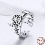 Retro 925 Sterling Silver Exquisite London City Adjustable Ring