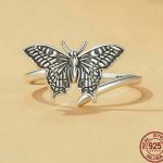 Retro 925 Sterling Silver Creative Adjustable Butterfly Ring