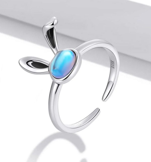 Authentic 925 Sterling Silver Sly Fox/Bunny Adjustable Moonstone Ring - Image 4