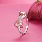 Platinum 925 Sterling Silver Exquisite Rainbow Butterfly Bowknot Ring