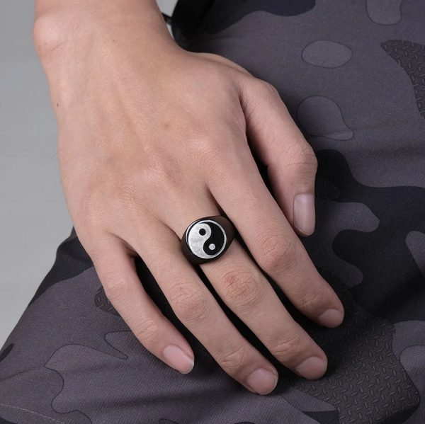 Men's Quality 316L Stainless Steel Tai Chi/Yin Yang Symbol Signet Ring - Image 2