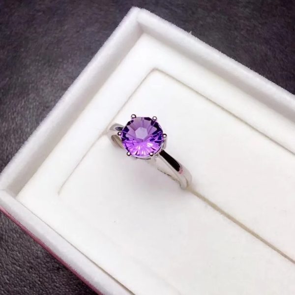 Exquisite 925 Sterling Silver 2CT Natural Amethyst Exotic Gemstone Ring - Image 4