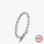 Elegant 925 Sterling Silver 2MM Twisted Rope Ring