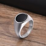 Men’s Quality 316L Stainless Steel Black Round Signet Ring