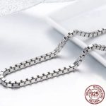 Italy 925 Sterling Silver 3MM Elegant Box Chain Necklace