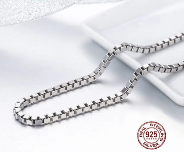 Italy 925 Sterling Silver 3MM Elegant Box Chain Necklace