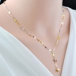 Platinum/18K Fine S925 Sterling Silver Tri-Tone Ball Link Pendant Necklace