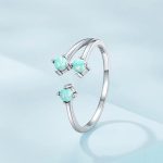 Luxury 925 Sterling Silver Exquisite Green Opal Adjustable Ring