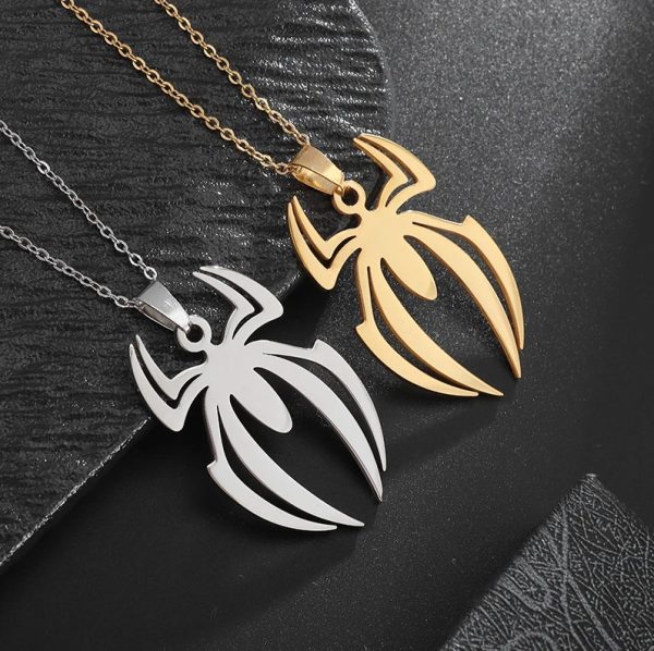 Men’s Quality Stainless Steel Superhero Spider Logo Pendant Necklace