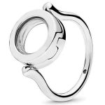 Sterling Silver Plated Floating Charms Memory Locket Ring