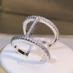 Sterling Silver Plated Geometric H Shape Hollow Sparkling Ring