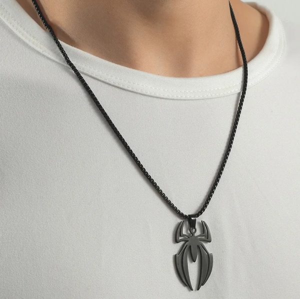 Men’s Quality Stainless Steel Superhero Spider Logo Pendant Necklace - Image 4