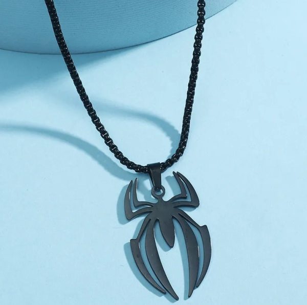 Men’s Quality Stainless Steel Superhero Spider Logo Pendant Necklace - Image 3