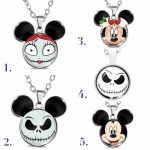 Jack & Sally + Mickey & Minnie Mouse Glass Dome Pendant Necklace