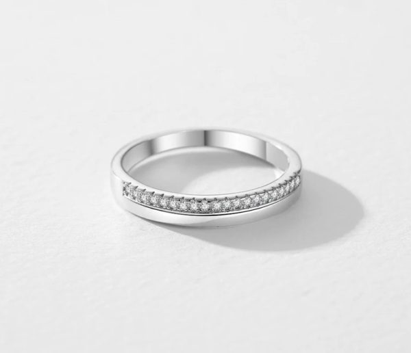 Elegant 925 Sterling Silver Semi-Pave Stackable Zircon Ring