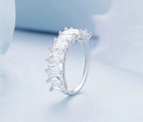 Platinum 925 Sterling Silver Luxury Semi-Pave AAA Zirconia Ring