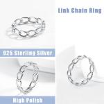 Genuine 925 Sterling Silver Cuban Curb Link Chain Ring