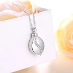 Elegant Stainless Steel Zirconia Waterdrop Cremation Urn Necklace