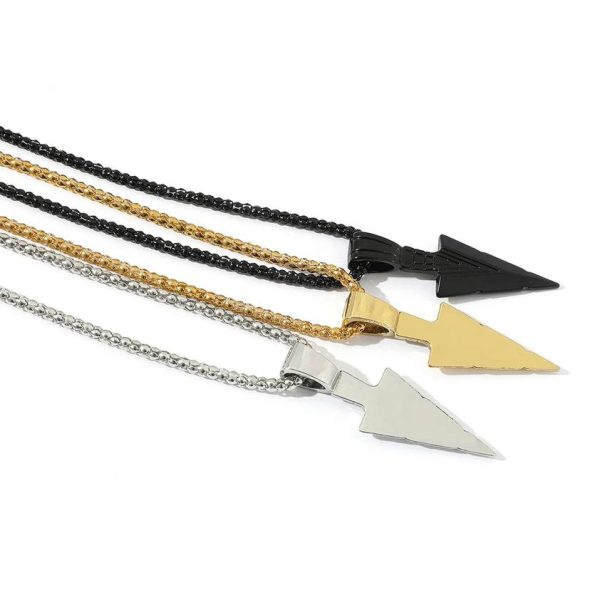 Retro Stainless Steel Spartan Spearhead Pendant Necklace - Image 4