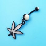 316L Surgical Steel Glow In The Dark Dangle Leaf Navel Piercing
