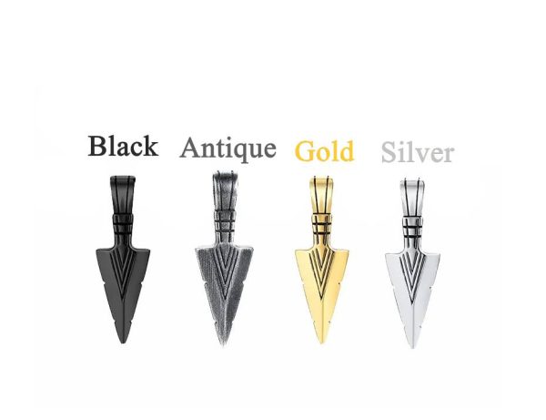 Retro Stainless Steel Spartan Spearhead Pendant Necklace - Image 5