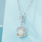 Exquisite 925 Sterling Silver Glow In The Dark Ocean Charm Zircon Shell Pendant