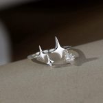 Genuine 925 Sterling Silver Triple Star Adjustable Tassel Ring