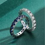 Luxury 925 Sterling Silver Sparkling A5 Blue Zirconia Eternity Band