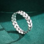 Exquisite 925 Sterling Silver Stackable Wheat Cocktail Ring