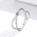 Platinum 925 Sterling Silver Elegant X-Style Crossover Ring