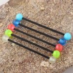 5PC Flexible 14G Glow in the Dark Acrylic Ball Black Scaffold Helix Barbell