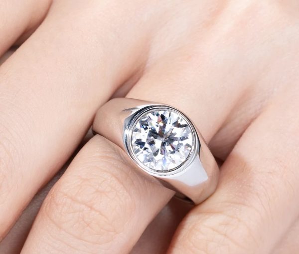 Men’s 18K S925 Sterling Silver 4CT Round Cut Luxury Moissanite Ring - Image 2