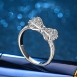 Elegant 925 Sterling Silver Studded Zirconia Bow Knot Ring