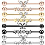 1PC 316L Stainless Steel Crystal Butterfly/Triple Star Industrial Helix Piercing