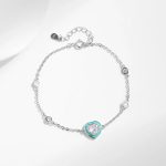 Elegant 925 Sterling Silver Forever Love Zirconia Heart Chain Link Bracelet