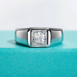 Men’s 18K 925 Sterling Silver 2CT Princess Cut Moissanite Ring