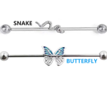 316L Stainless Steel Elegant Snake/Blue Butterfly Industrial Helix Piercing