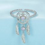 Genuine 18K 925 Sterling Silver Colorful Opal Dreamcatcher Adjustable Ring