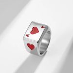 Classic 316L Stainless Steel Ace of Hearts Letter A Engraved Ring