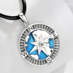 Exquisite 925 Sterling Silver Rotational North Star Enamel Compass Pendant