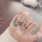 Exquisite 18K 925 Sterling Silver Gradient Phoenix Peacock Adjustable Ring