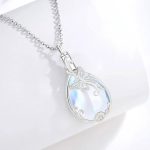 Fine 925 Sterling Silver Butterfly Flower Cremation Keepsake Moonstone Pendant