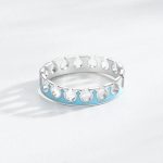 Exquisite 925 Sterling Silver Blue Enamel Luxury Crown Ring