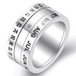 Classic 316L Stainless Steel Month & Date Calendar Rotation Ring